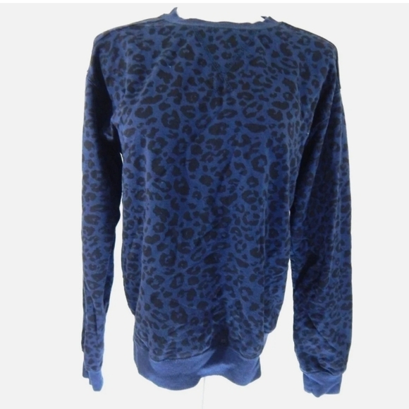 Z Supply Blue Leopard Print Sweatshirt - Picture 2 of 4